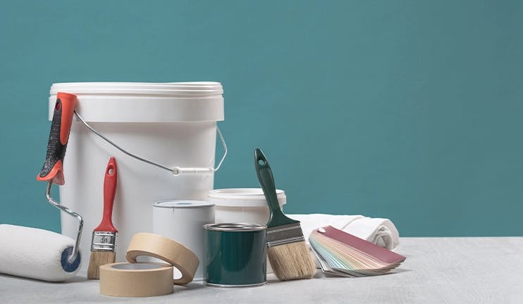 Paint can and painting accessories.