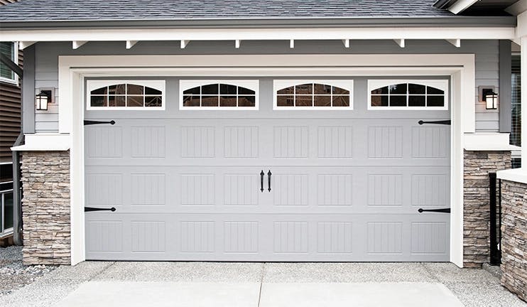 Grey overhead garage door.
